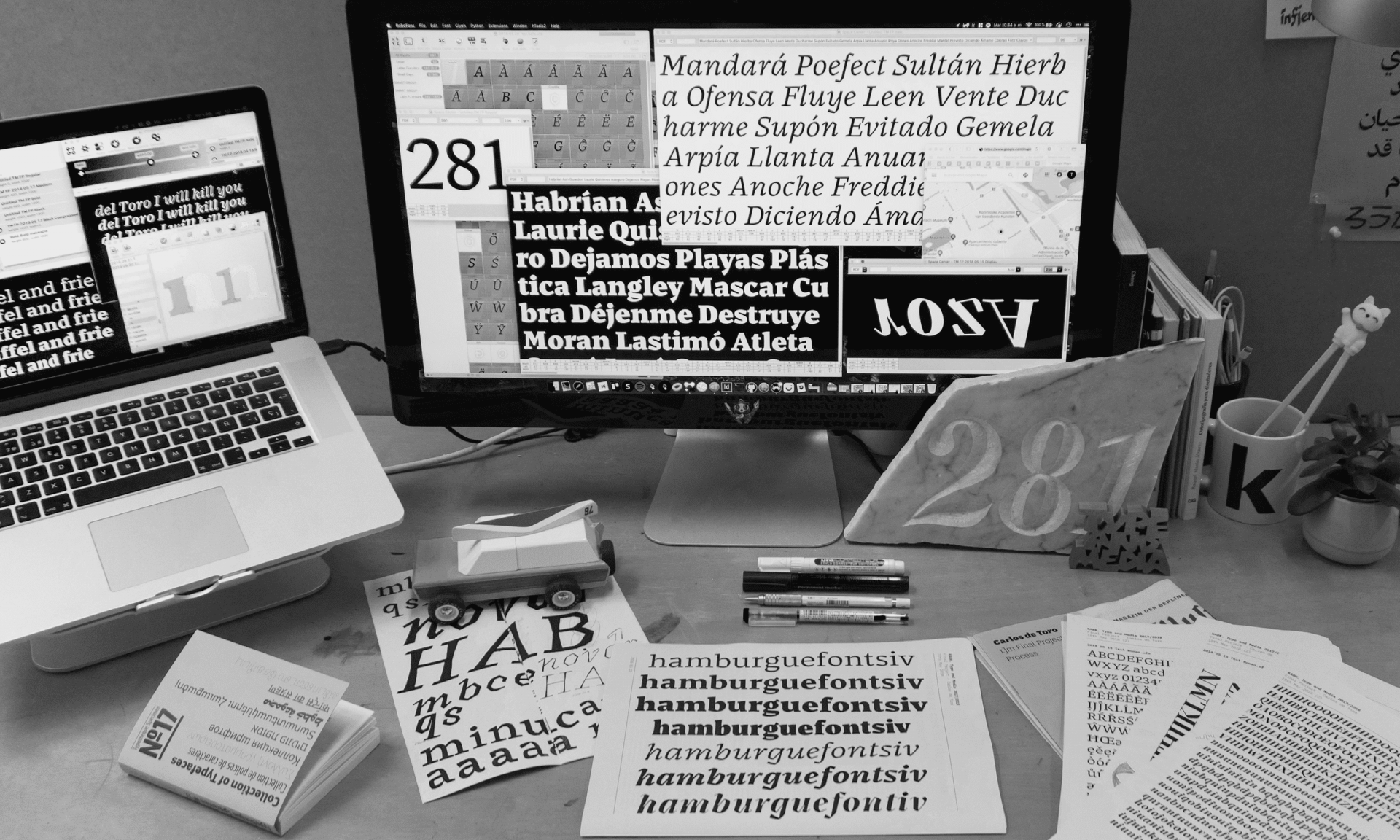 Carlos de Toro at the type design studio, KABK — The Hague, 2018