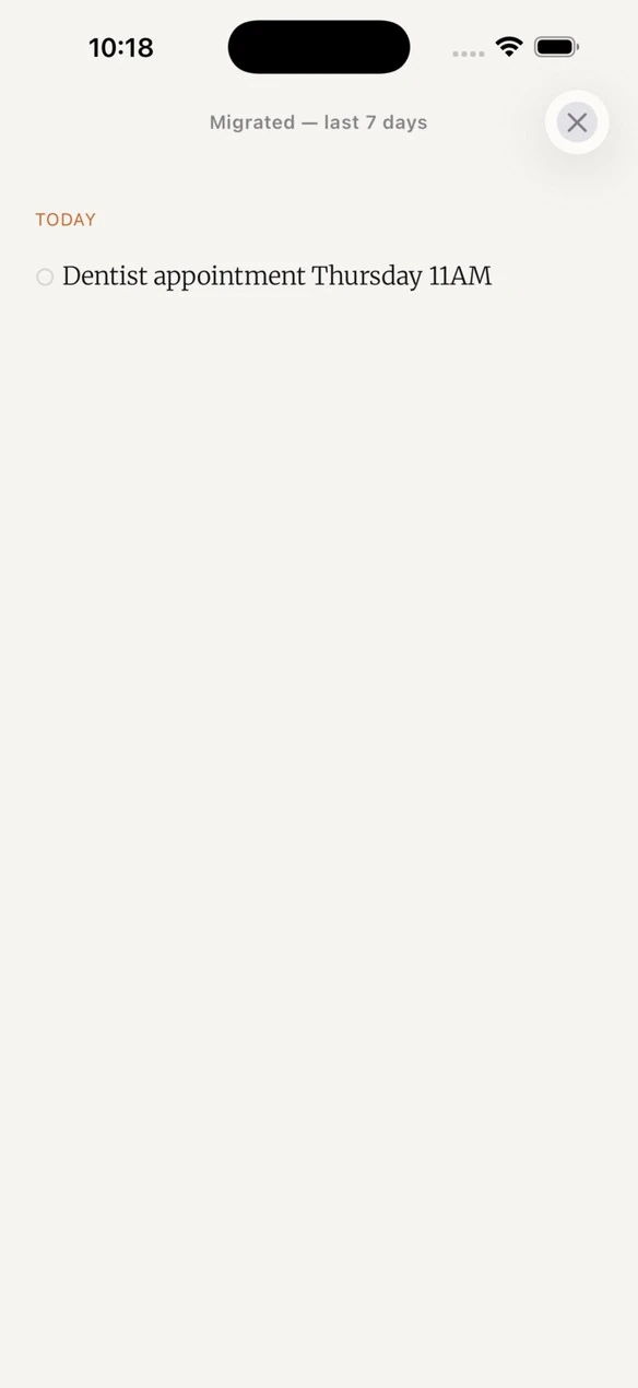 JournalApp Migrated view, last 7 days