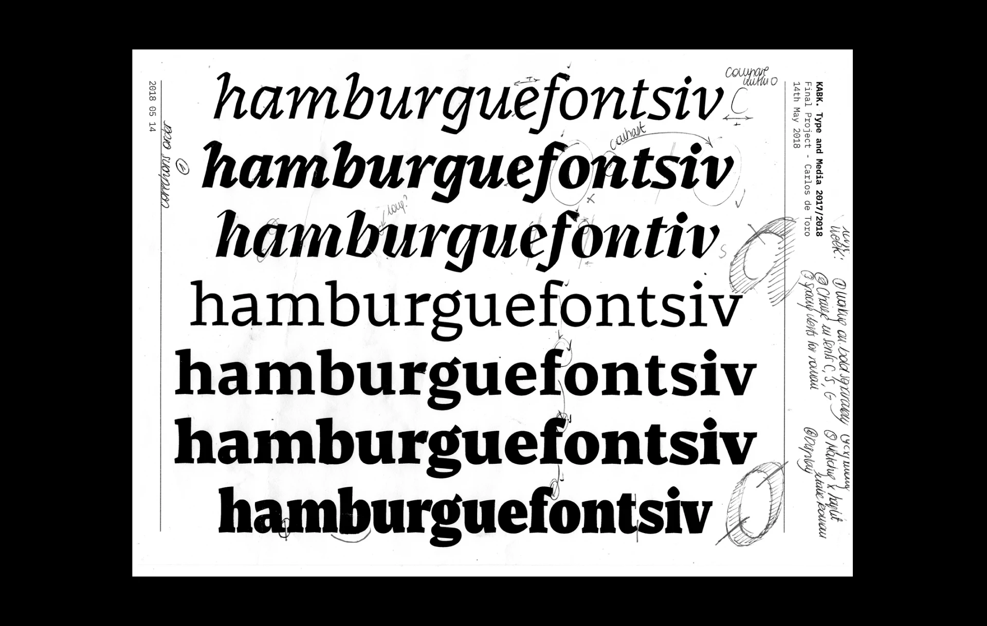 Azor Typeface. Type Design sketches. Type and Media 2018 Final Project. Carlos de Toro.