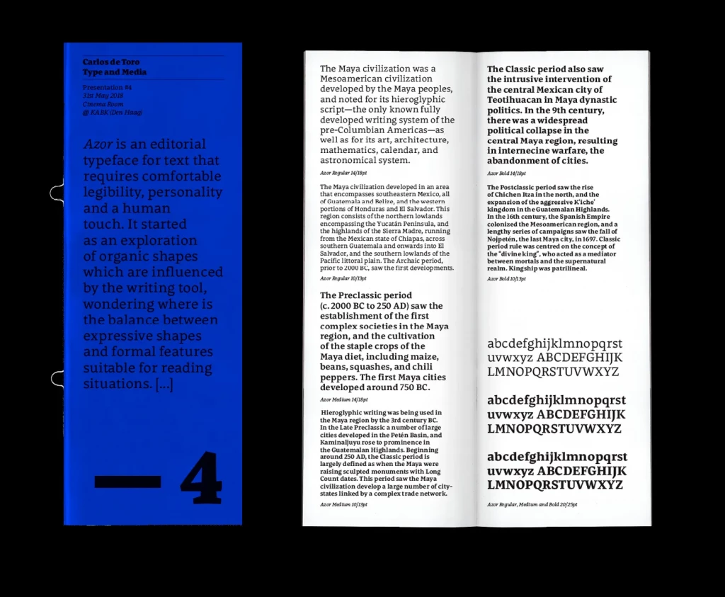 Azor Typeface. Type and Media 2018 Final Project. Carlos de Toro.