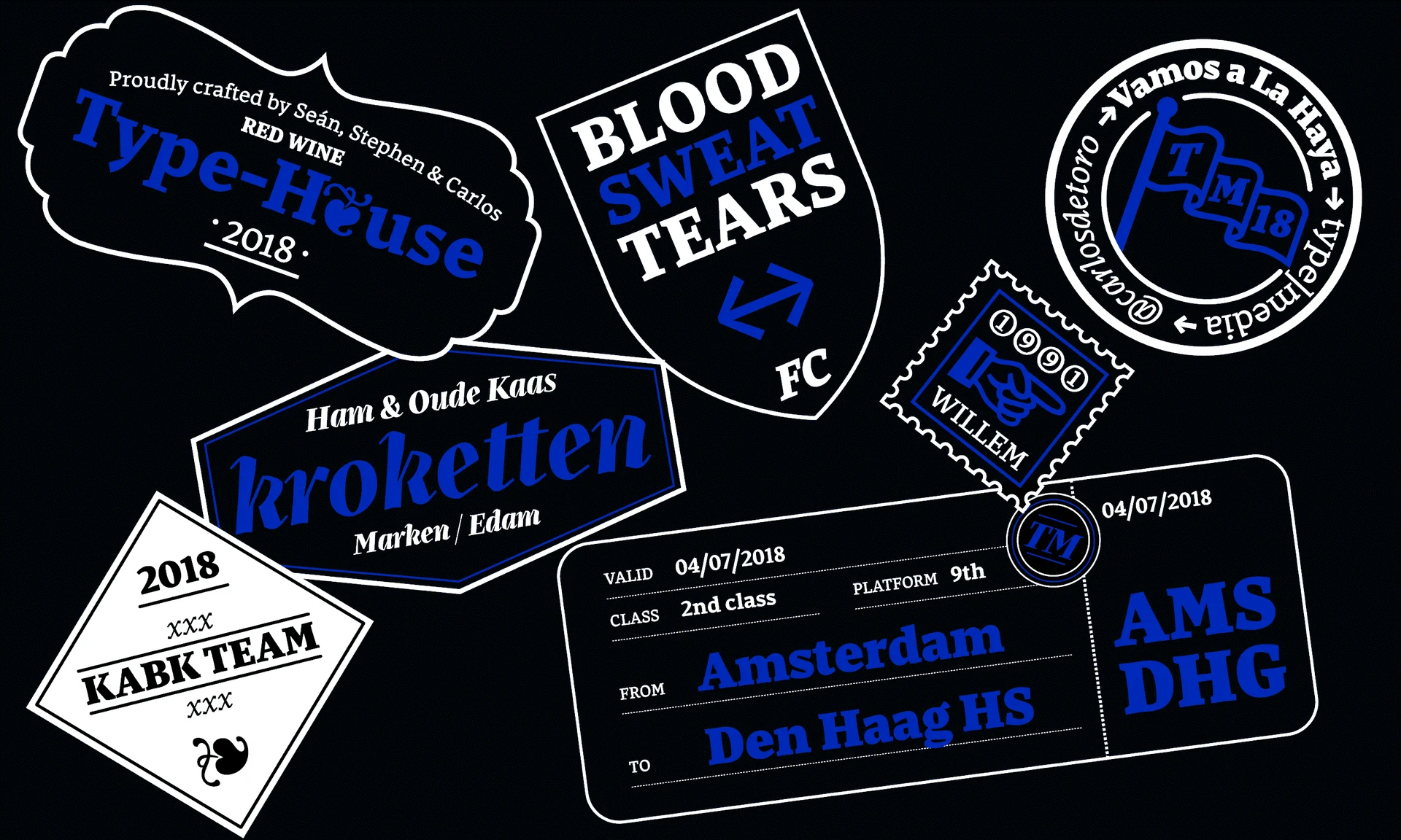 Azor Typeface. Sticker collection. Type and Media 2018 Final Project. Carlos de Toro.